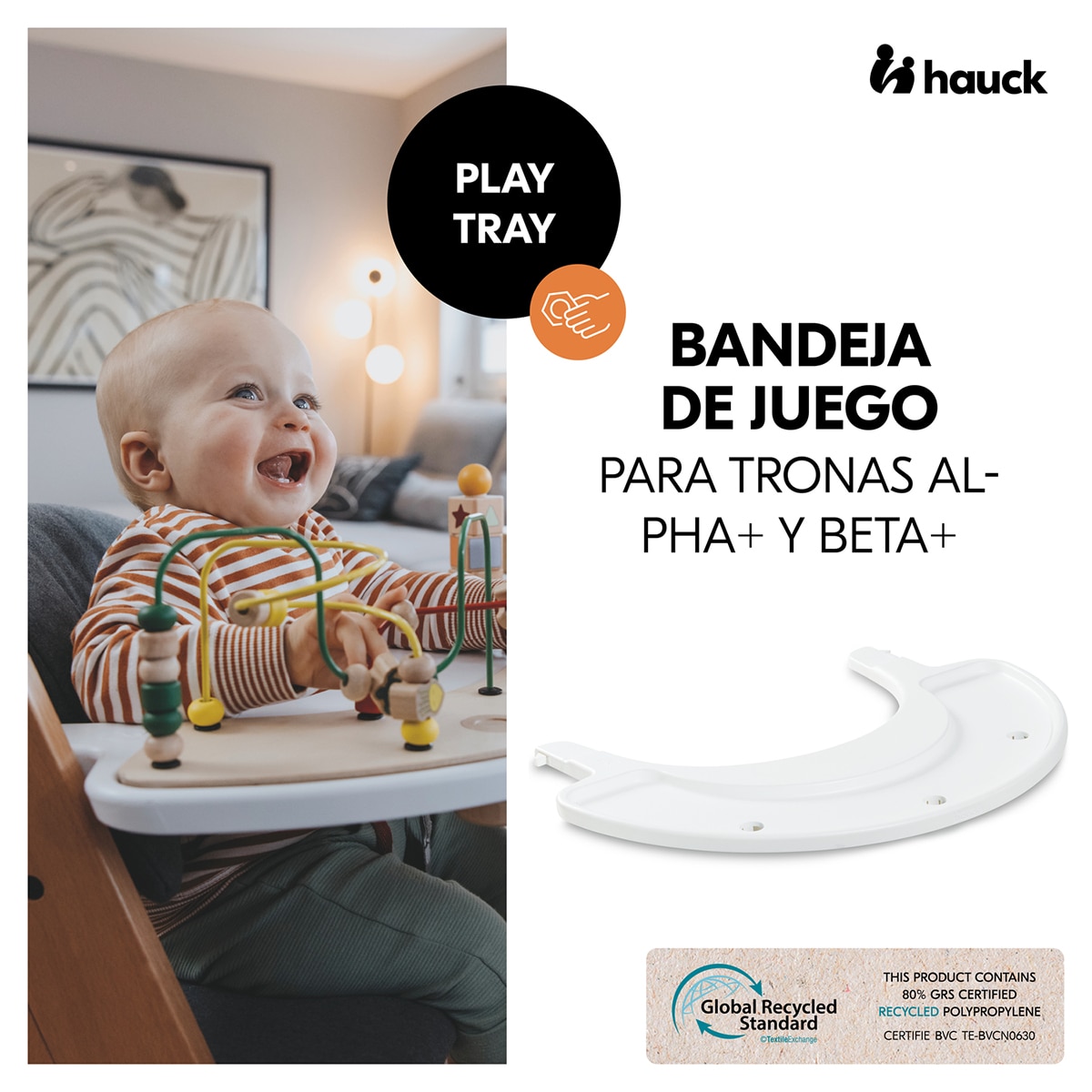Bandeja de juegos para trona Hauck Play Tray (Alpha y Beta) - Blanco Blanco-2