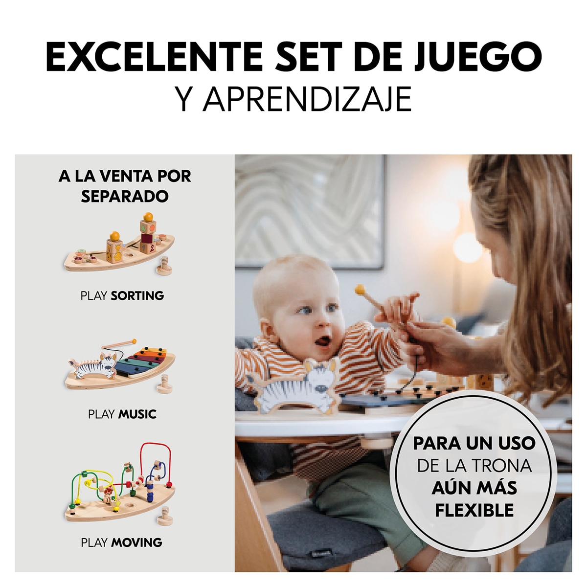 Bandeja de juegos para trona Hauck Play Tray (Alpha y Beta) - Blanco Blanco-3