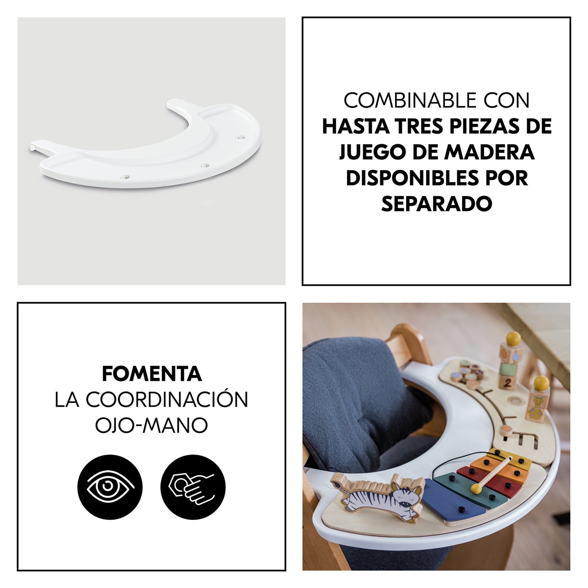 Bandeja de juegos para trona Hauck Play Tray (Alpha y Beta) - Blanco Blanco-4
