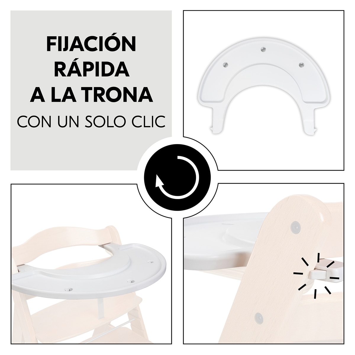 Bandeja de juegos para trona Hauck Play Tray (Alpha y Beta) - Blanco Blanco-5