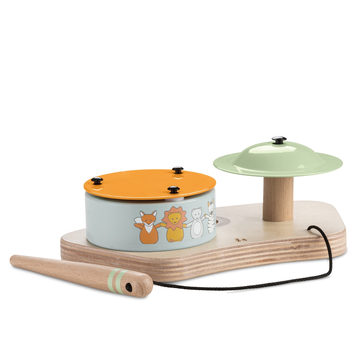 Brinquedo de Madeira para Cadeira de Refeição Evolutiva Play Drums S Animals Natural-11