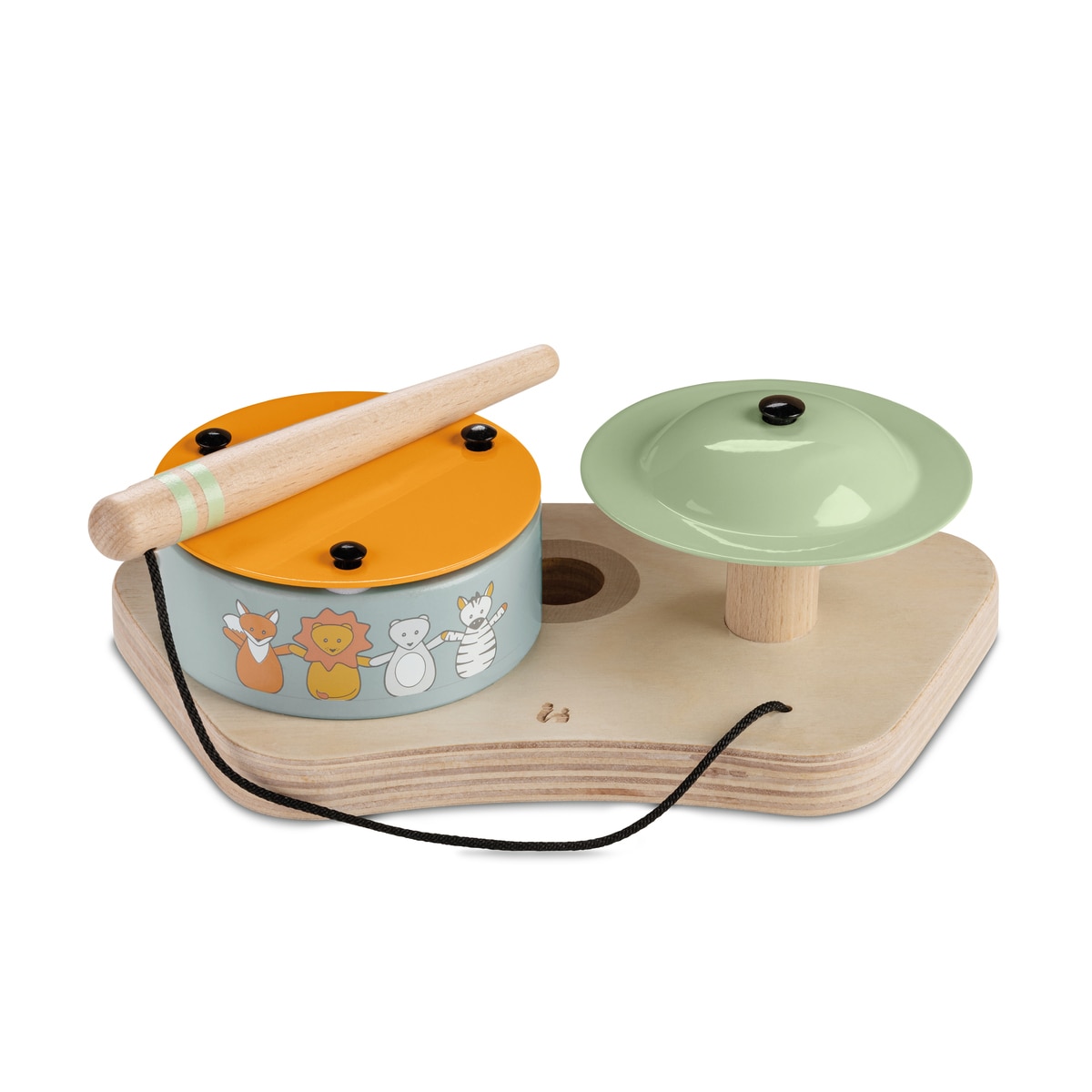 Brinquedo de Madeira para Cadeira de Refeição Evolutiva Play Drums S Animals Natural-12