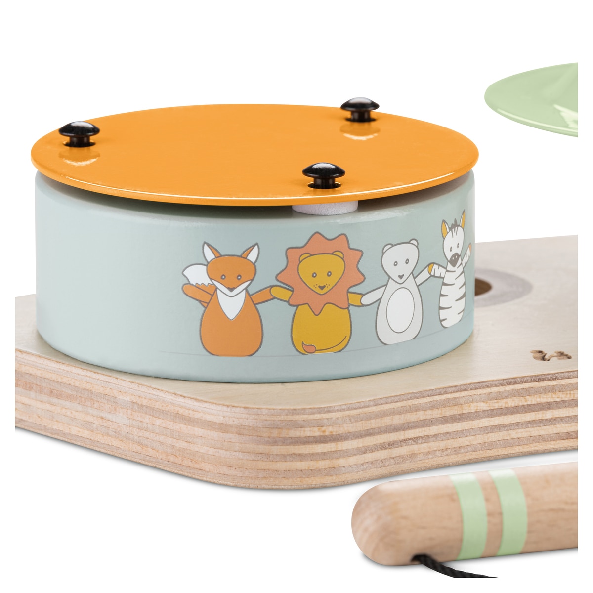Brinquedo de Madeira para Cadeira de Refeição Evolutiva Play Drums S Animals Natural-13