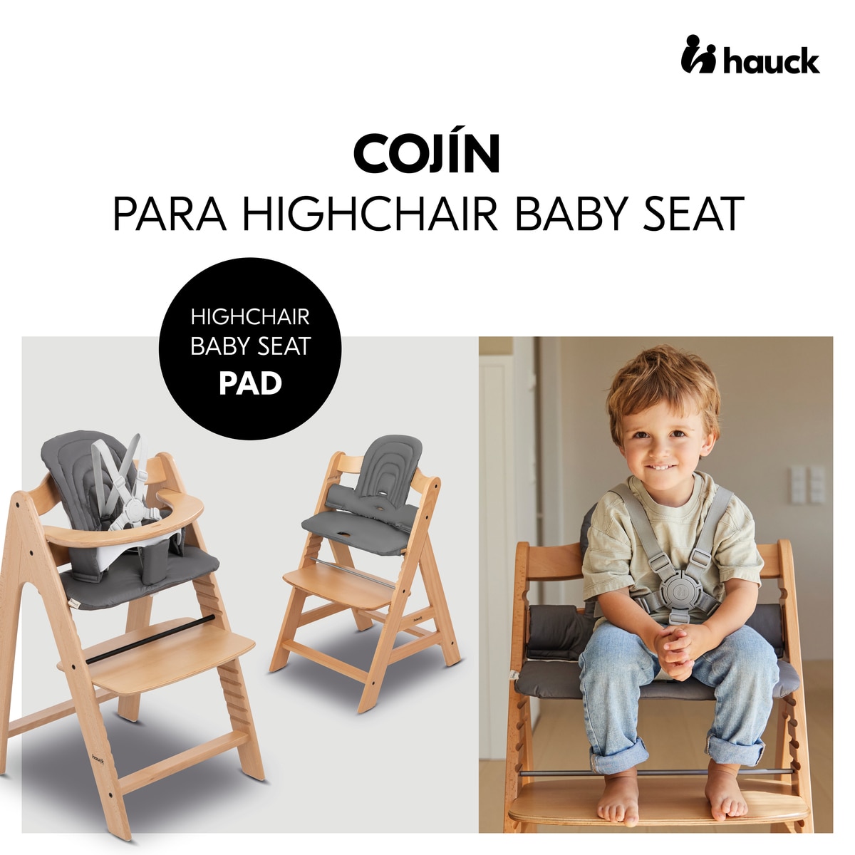 Almofada para Cadeiras de Refeição Highchair Baby Seat Pad Cinzento-escuro-2