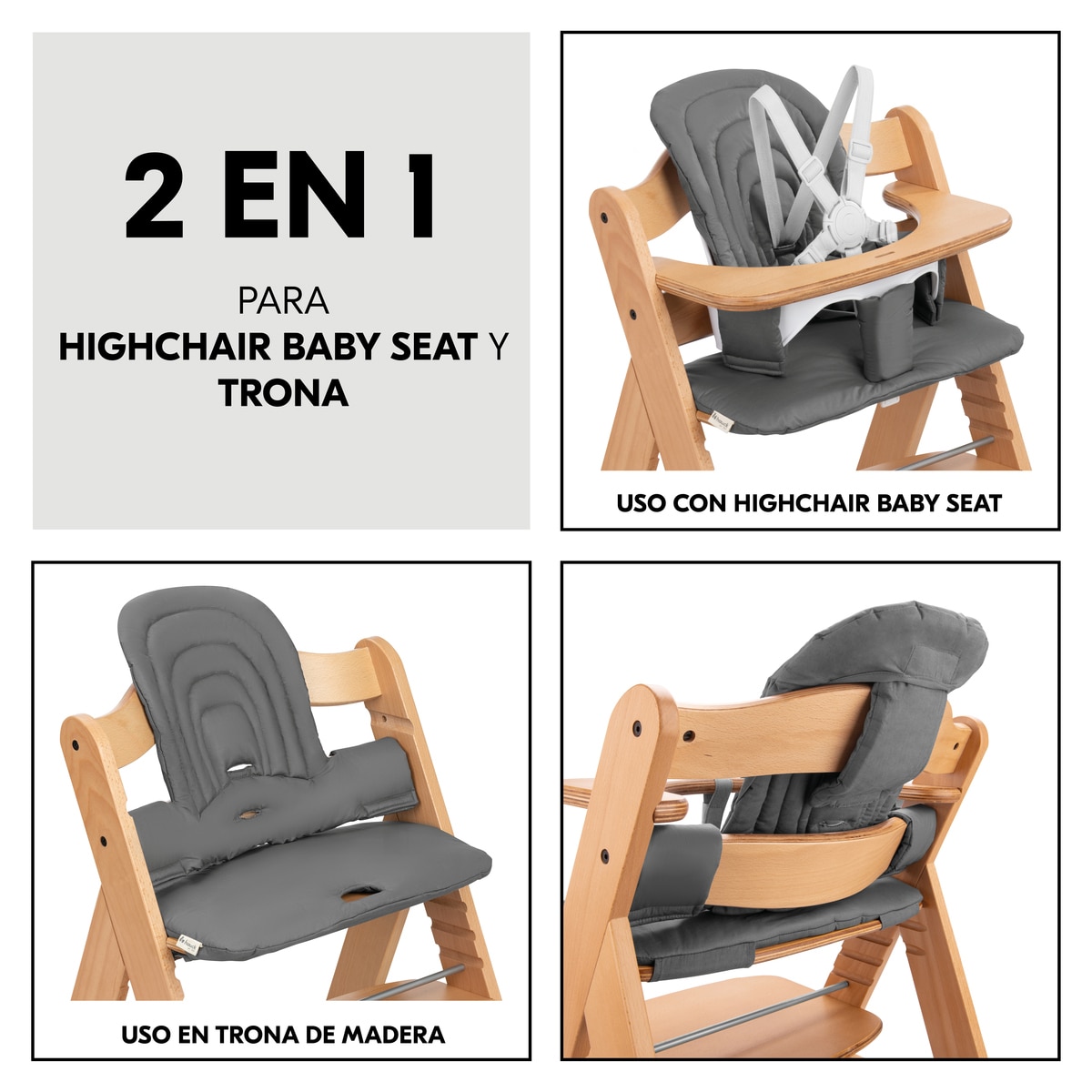 Almofada para Cadeiras de Refeição Highchair Baby Seat Pad Cinzento-escuro-3