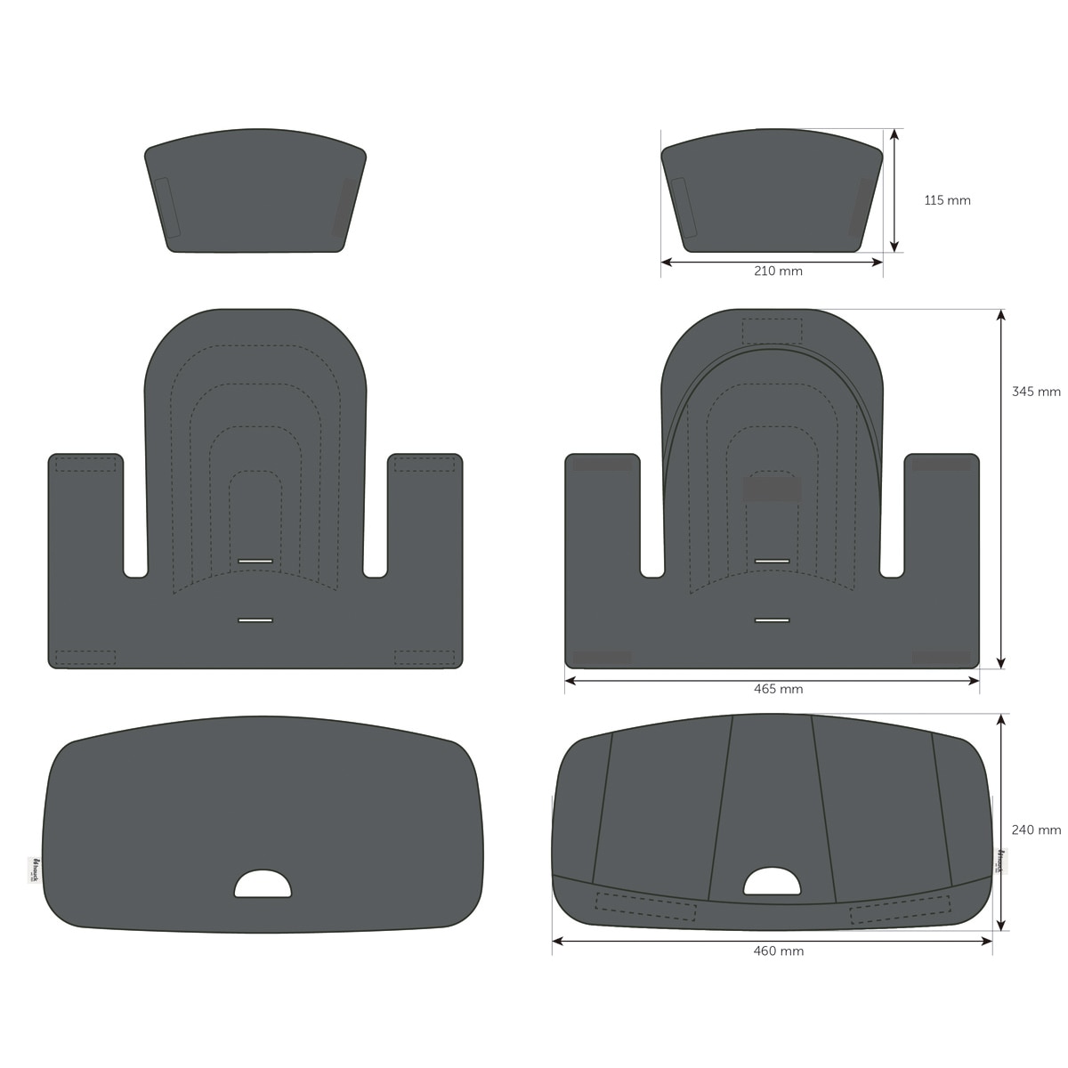 Almofada para Cadeiras de Refeição Highchair Baby Seat Pad Cinzento-escuro-26