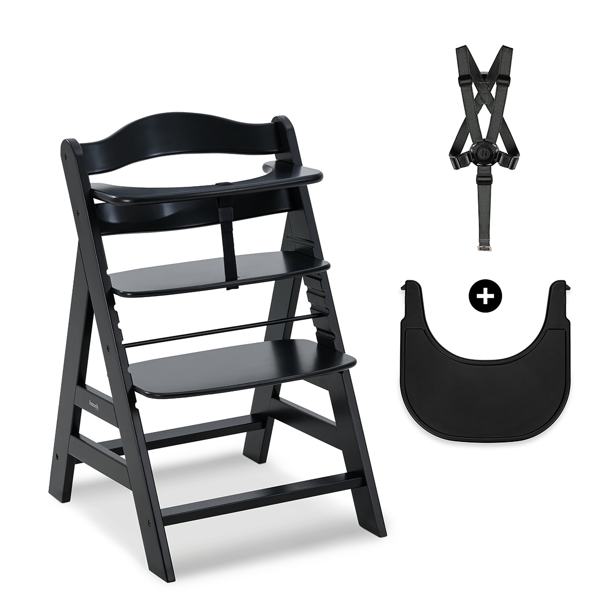 Cadeira de Refeição Evolutiva Alpha+ Conjunto de Tabuleiro Preto-1