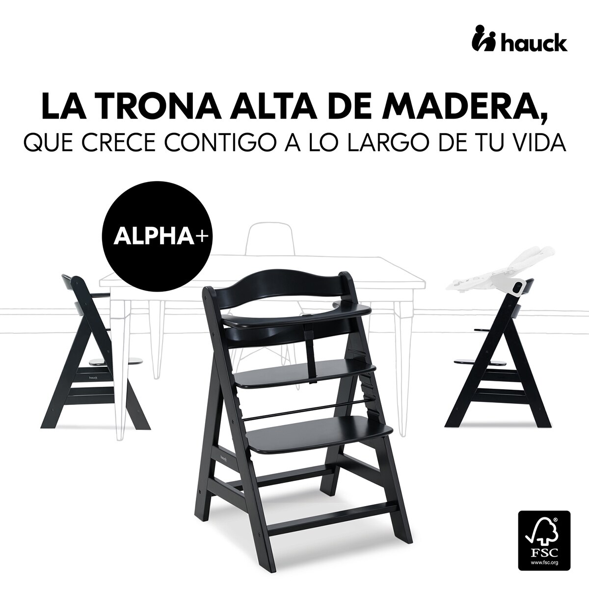 Cadeira de Refeição Evolutiva Alpha+ Conjunto de Tabuleiro Preto-5