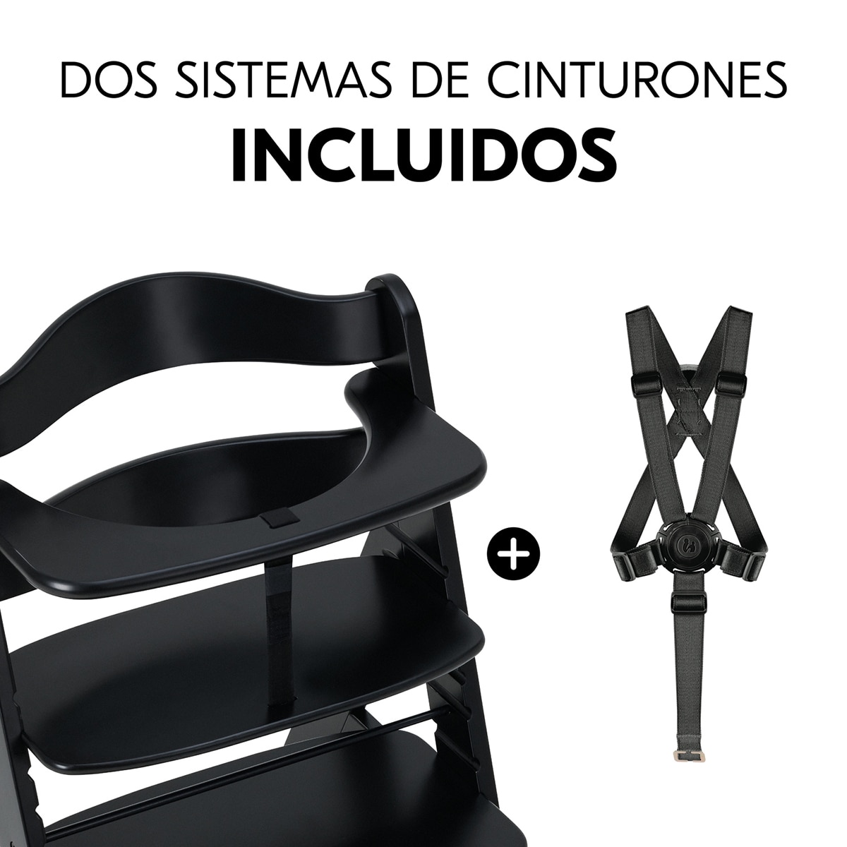 Cadeira de Refeição Evolutiva Alpha+ Conjunto de Tabuleiro Preto-10