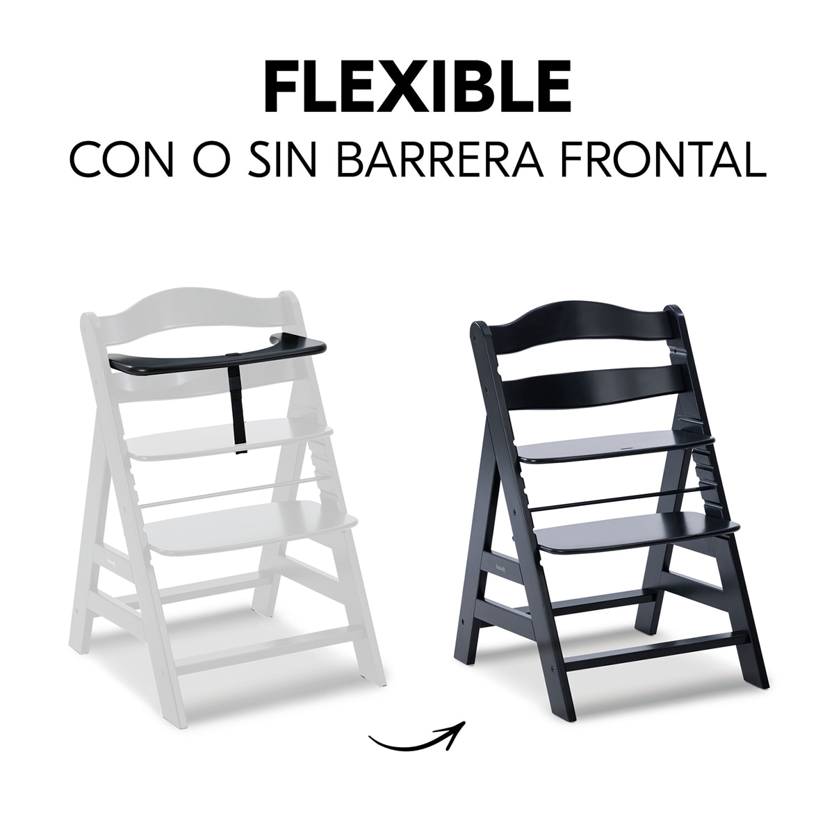 Cadeira de Refeição Evolutiva Alpha+ Conjunto de Tabuleiro Preto-11