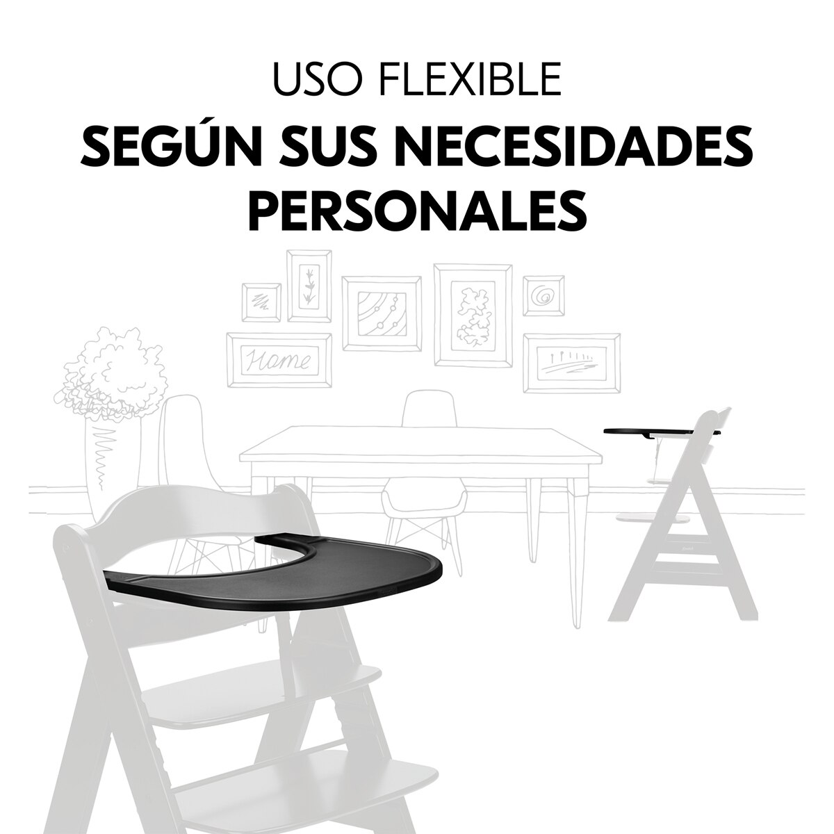 Cadeira de Refeição Evolutiva Alpha+ Conjunto de Tabuleiro Preto-20