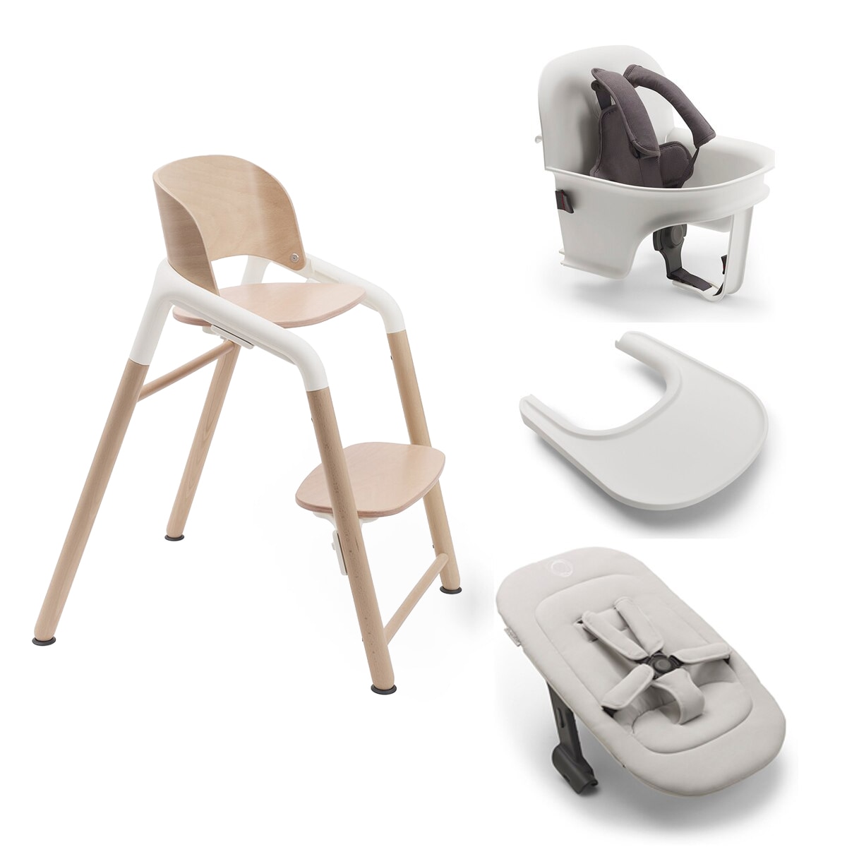 Imagem 0 de Pack Completo Cadeira Bugaboo Giraffe Madeira Natural e Branco