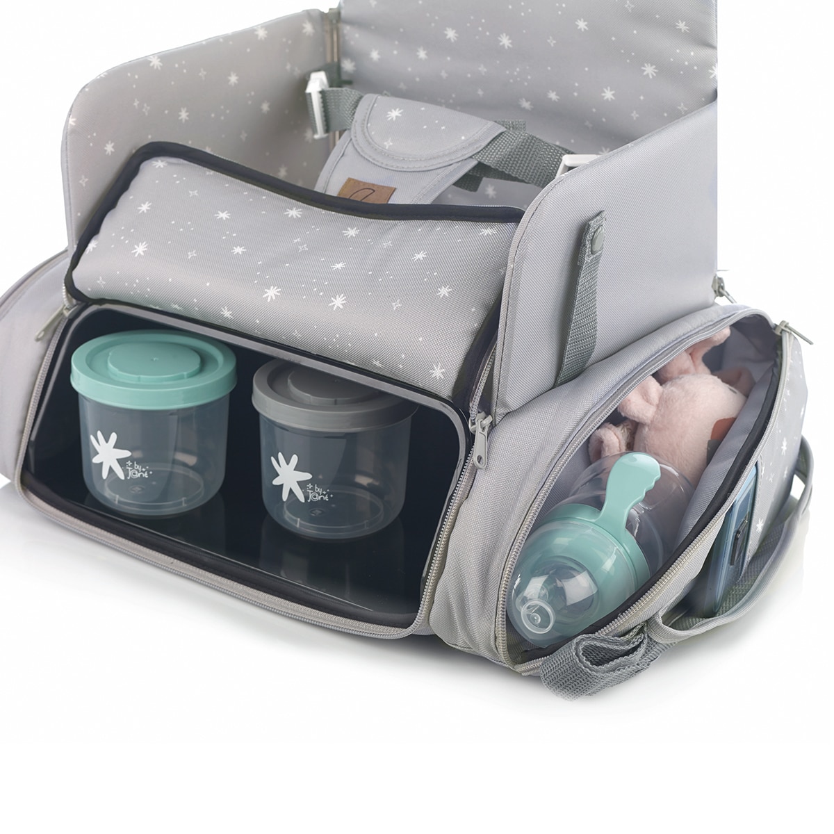 Saco de Cadeira de Refeição de Viagem Avant com Compartimentos Cinzento-3