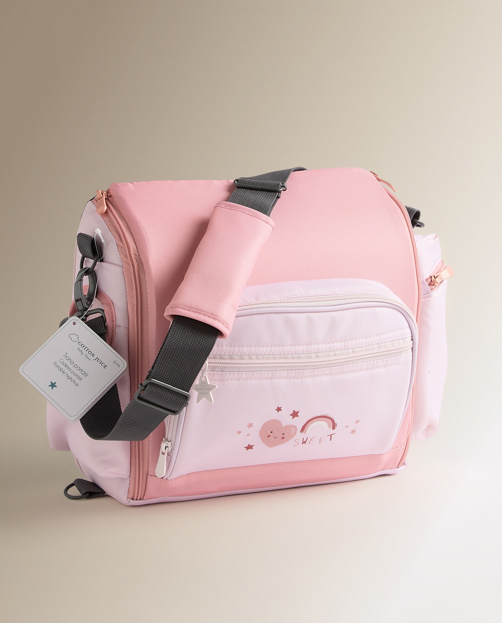 Trona de viaje con bolsillo Abecedario de Cotton Juice Baby Home - Rosa claro Rosa claro-5