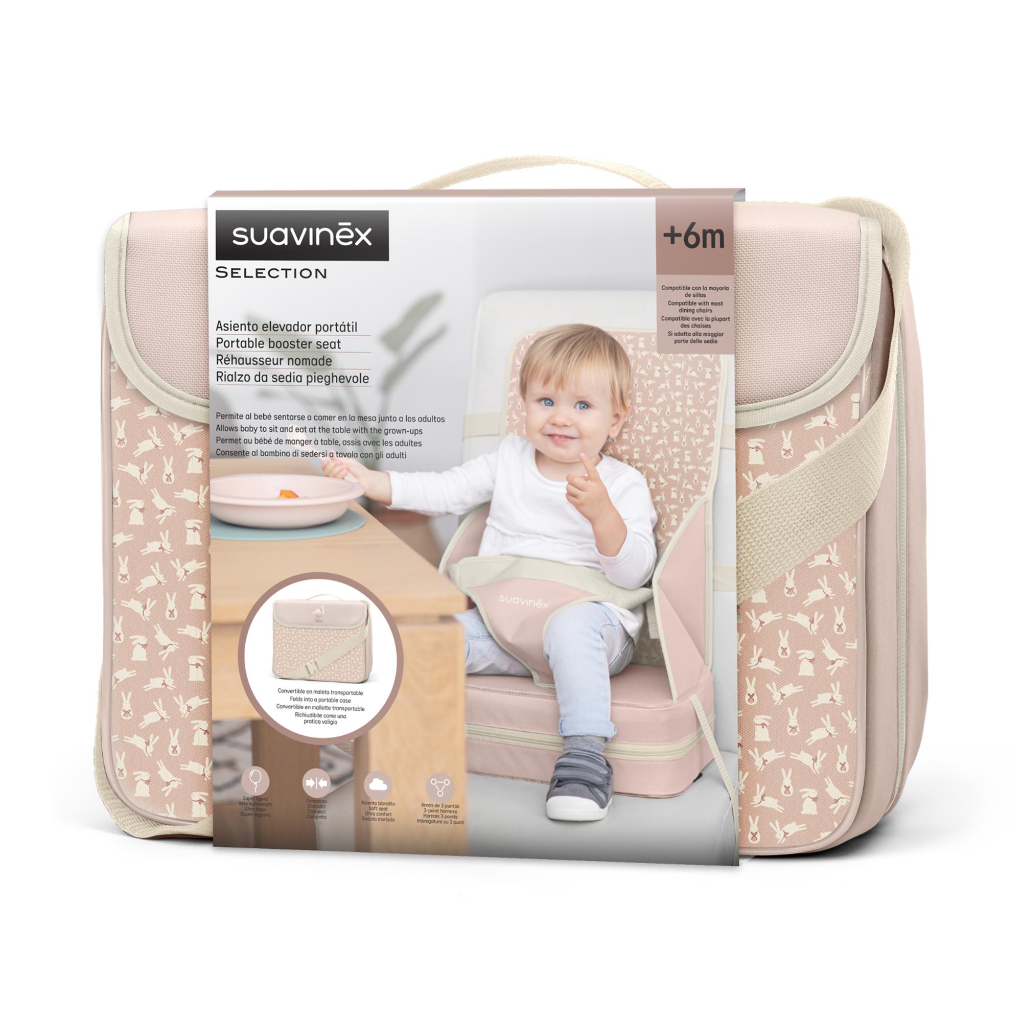 Assento elevatório portátil para bebés com mais de 6 meses Rosa-2