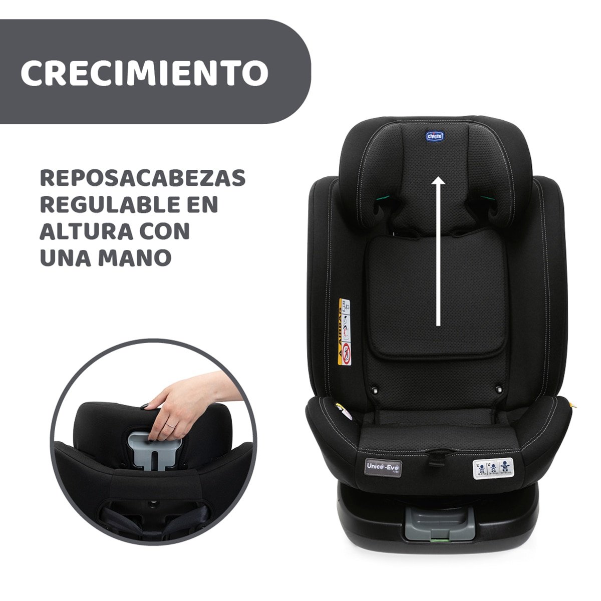Silla de coche evolutiva Chicco Unico Evo i-Size (40-150 cm) - Negro Negro-10