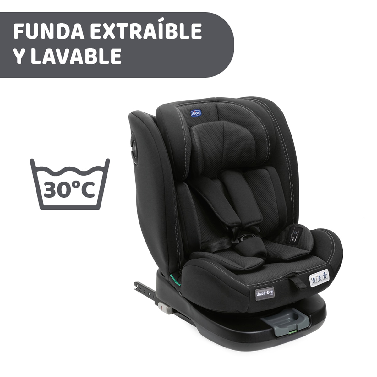 Silla de coche evolutiva Chicco Unico Evo i-Size (40-150 cm) - Negro Negro-13