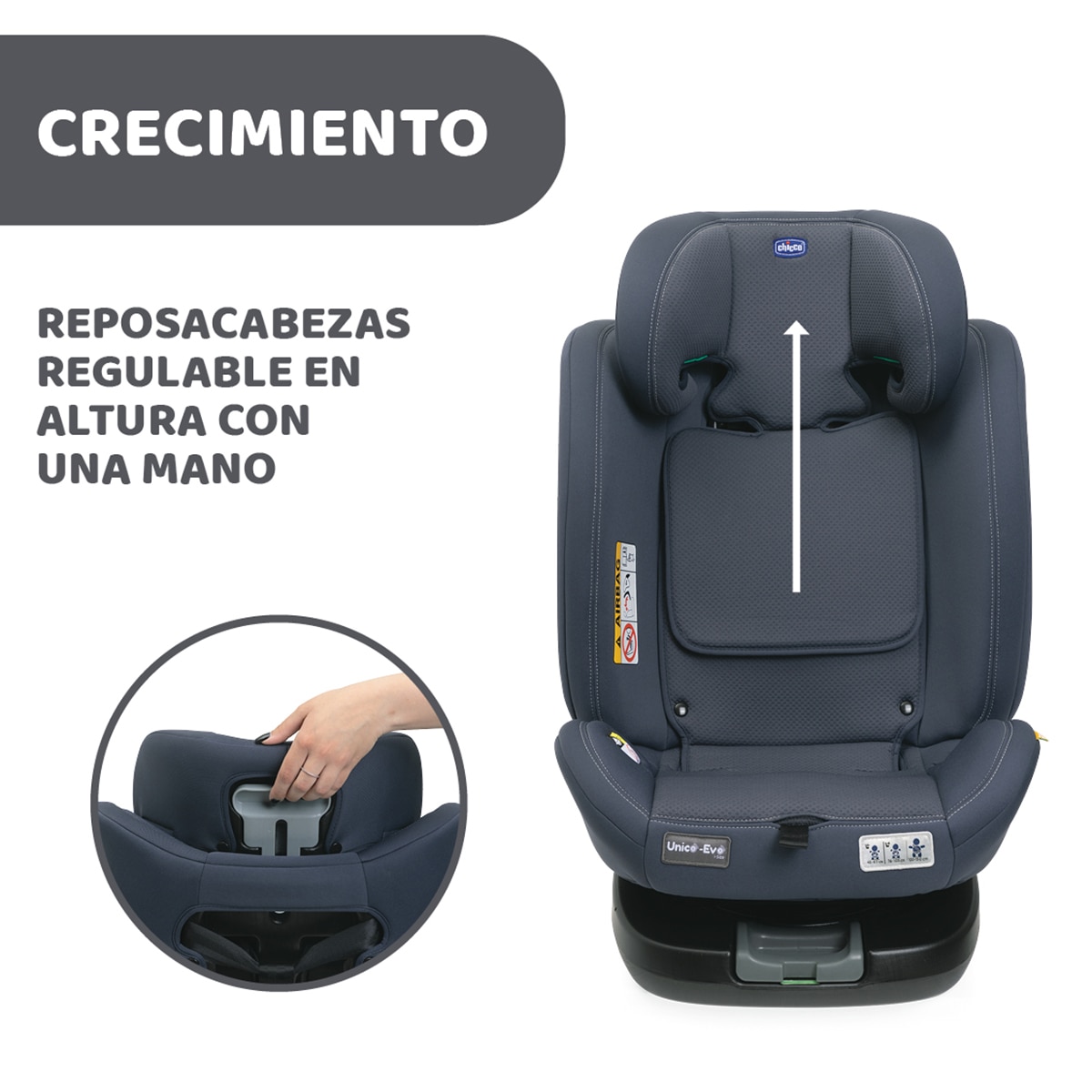 Silla de coche Chicco Unico Evo I-Size (40-150cm) - Azul Azul-10