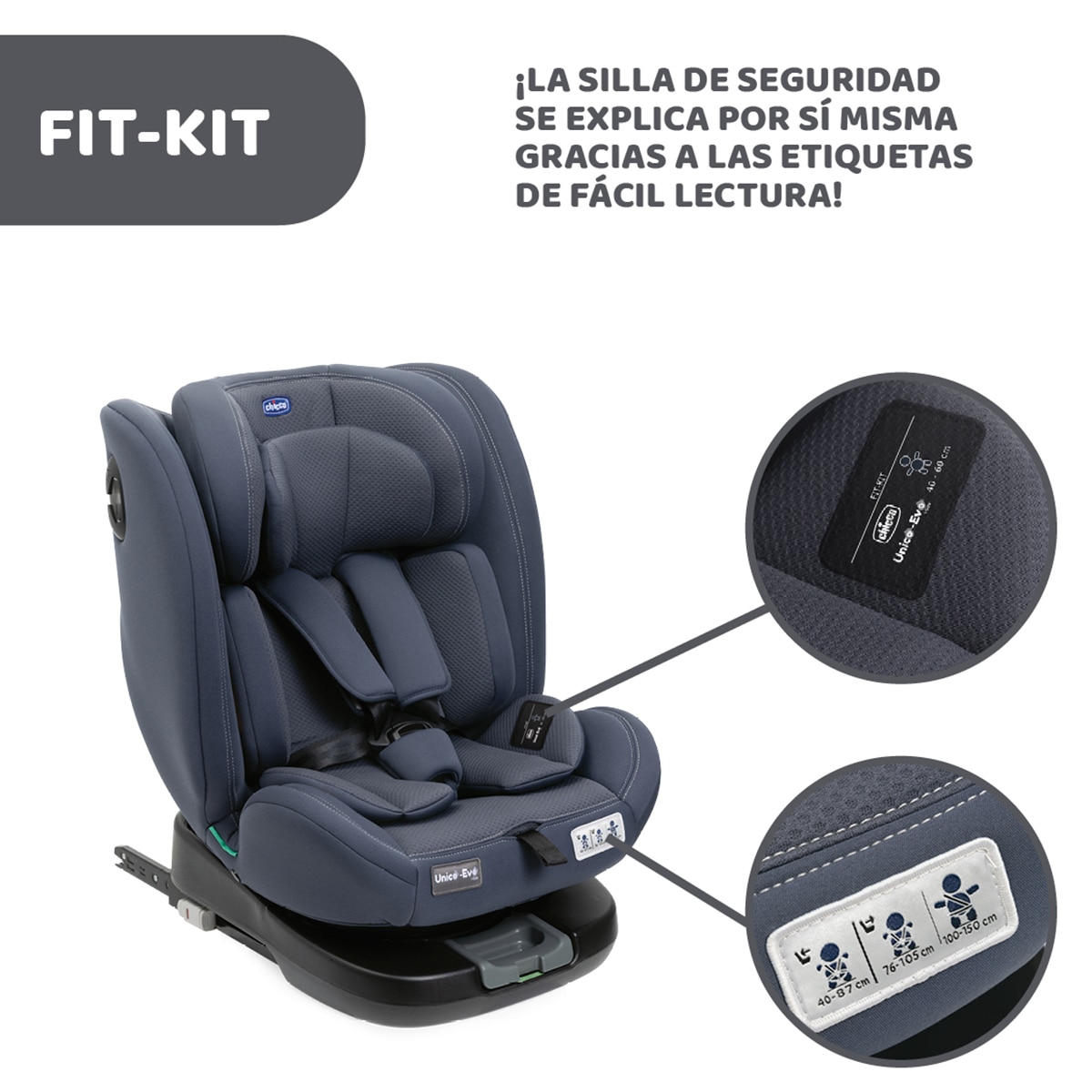 Silla de coche Chicco Unico Evo I-Size (40-150cm) - Azul Azul-11