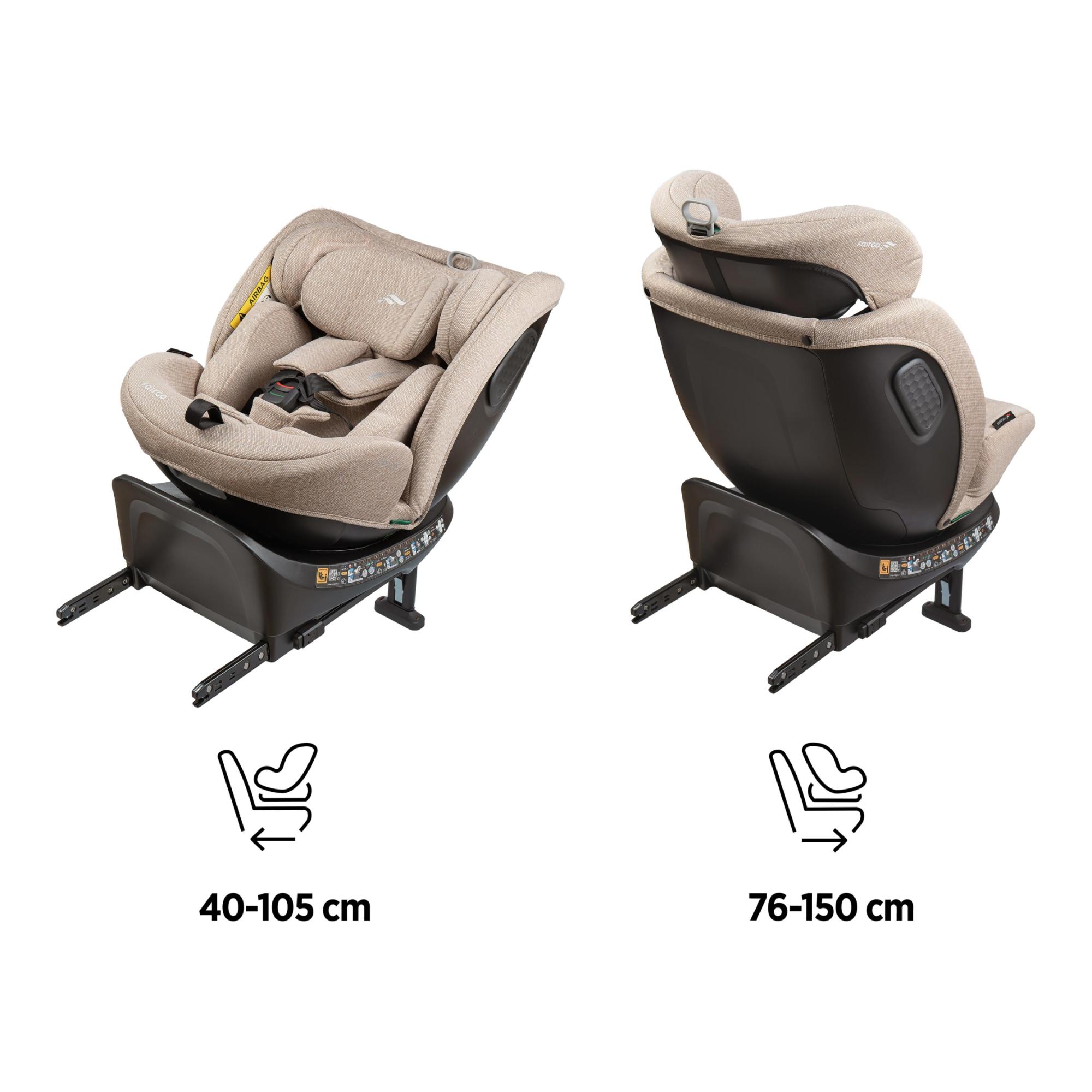 Cadeira Auto ADORE  ISOFIX SUPPORT LEG (40-150cm) FAIRGO Bege-3