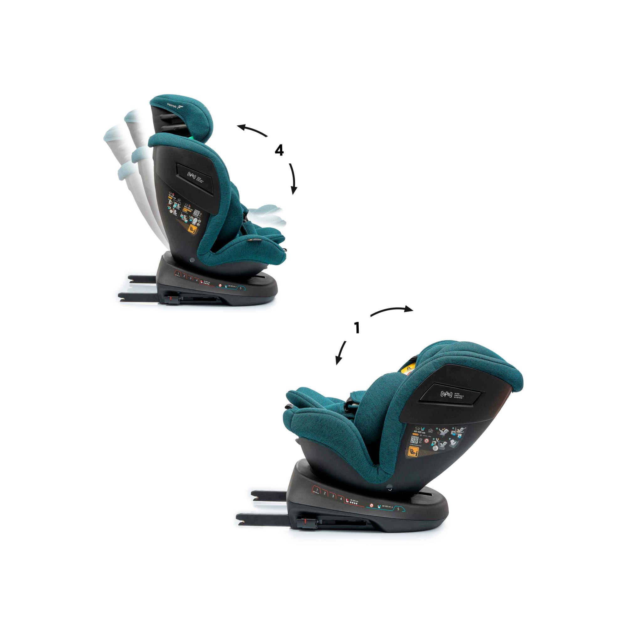 Silla de coche VERSO ISIZE (40-150cm) FAIRGO - Verde oscuro Verde oscuro-4