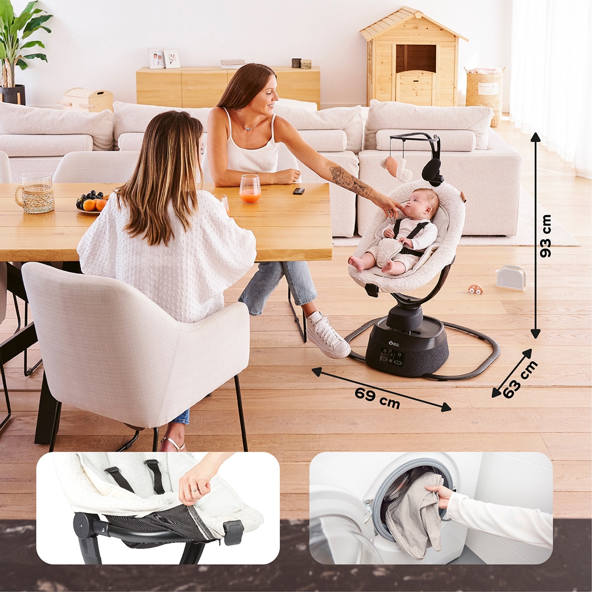 Baloiço Motorizado e Controlável à Distância Swoon Evolution Curl White x Babyatoutprix Azul-7