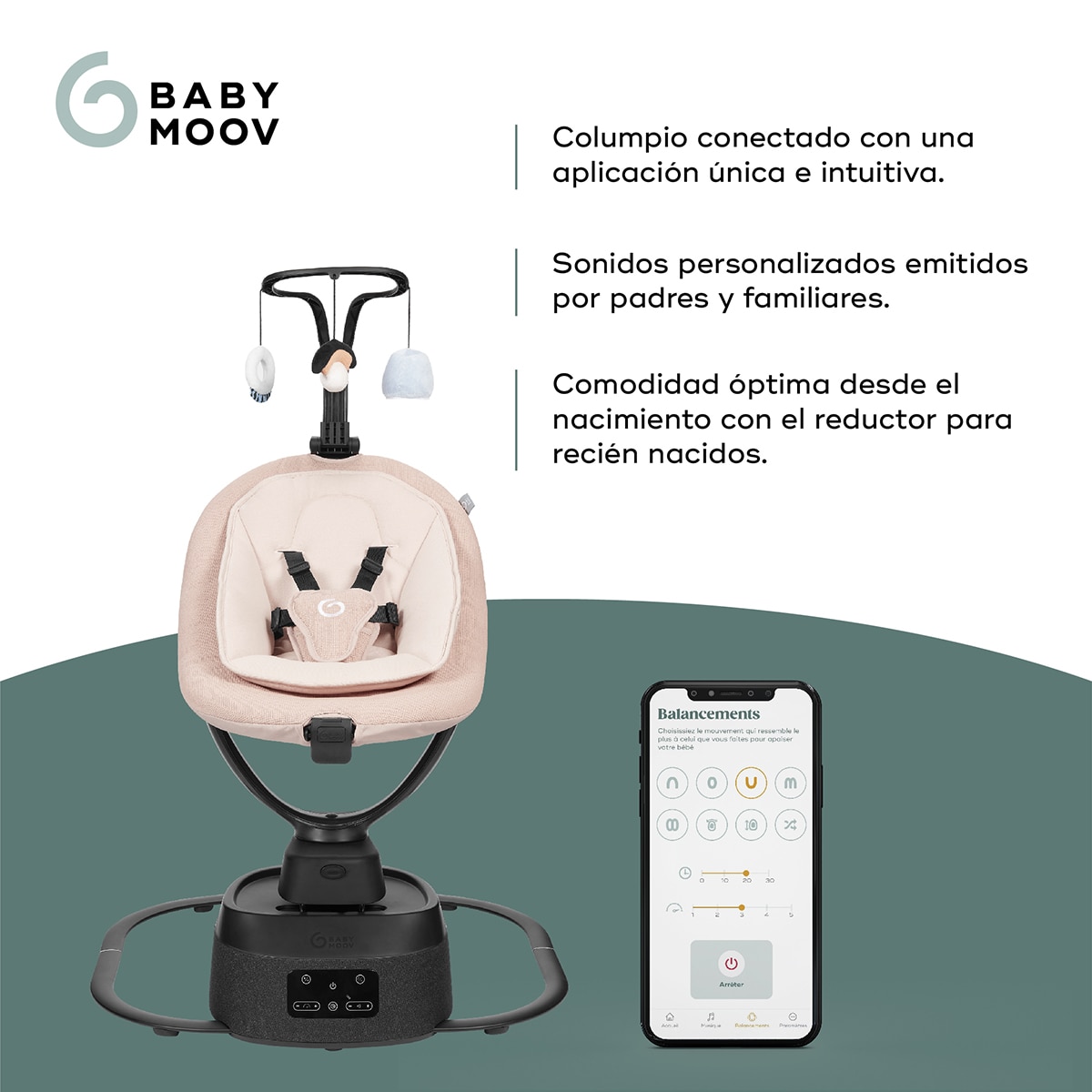 Baloiço Motorizado e Conectado com Aplicação Swoon Evolution Connect Castanho-claro-3