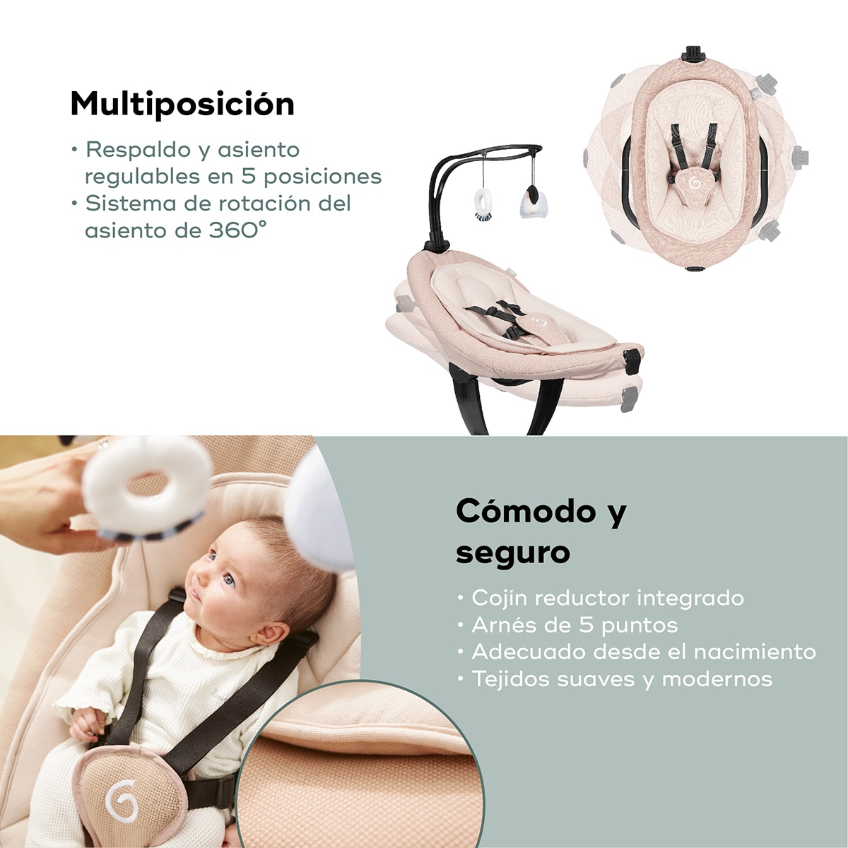 Baloiço Motorizado e Conectado com Aplicação Swoon Evolution Connect Castanho-claro-5