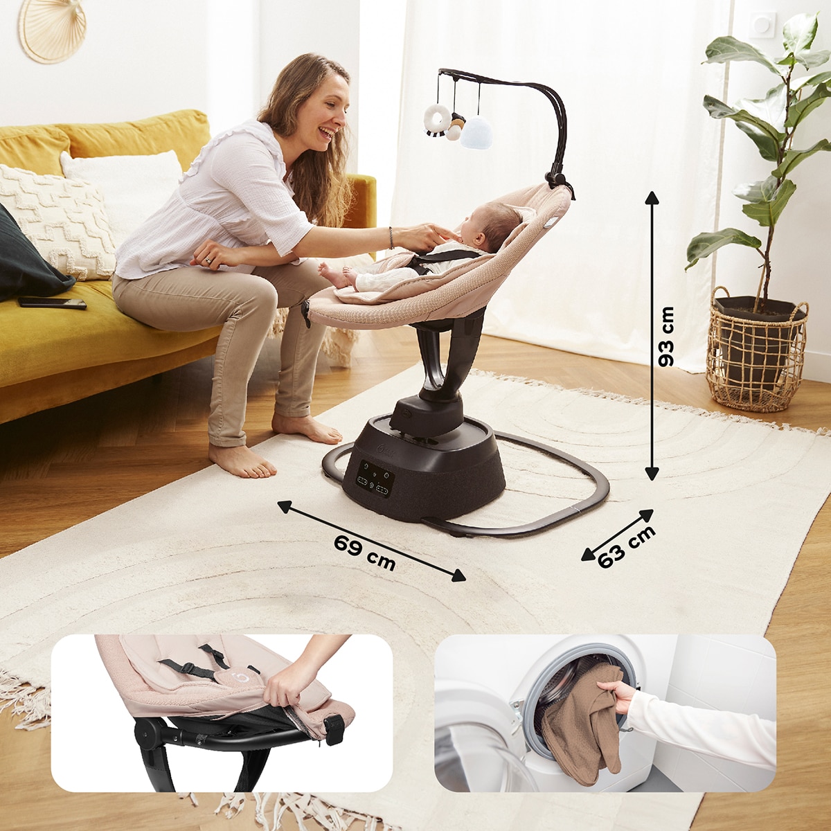 Baloiço Motorizado e Conectado com Aplicação Swoon Evolution Connect Castanho-claro-7