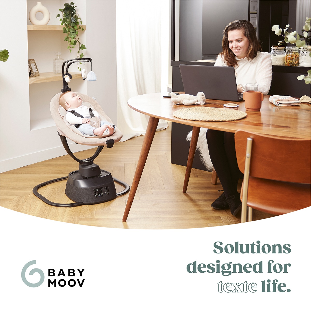 Baloiço Motorizado e Conectado com Aplicação Swoon Evolution Connect Castanho-claro-8