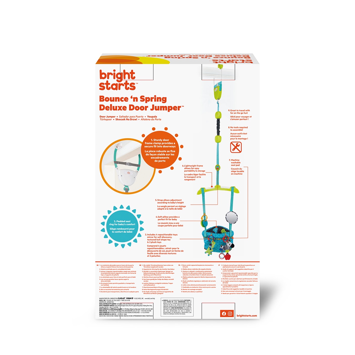 Saltador de Porta + Bright Starts + Bounce 'n Spring Deluxe Door Jumper Multicolor-13