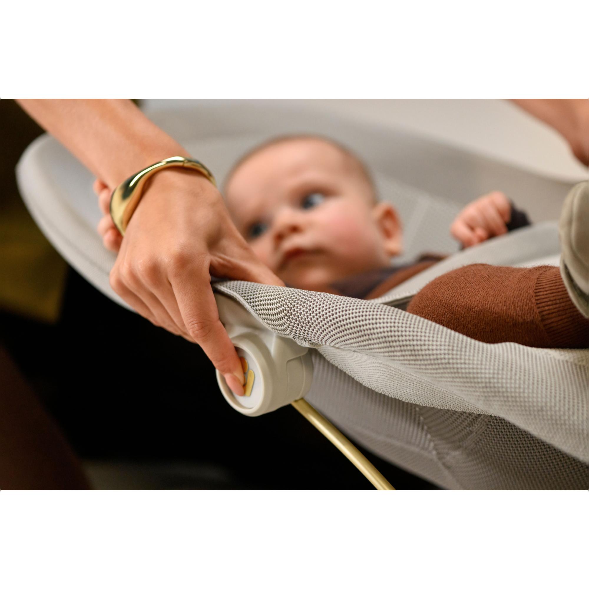 Espreguiçadeira de Baloiço DOVE PRO, Posição Inferior 0-7 kg, Posição Superior <15 kg, 0-3 Anos Bege-16
