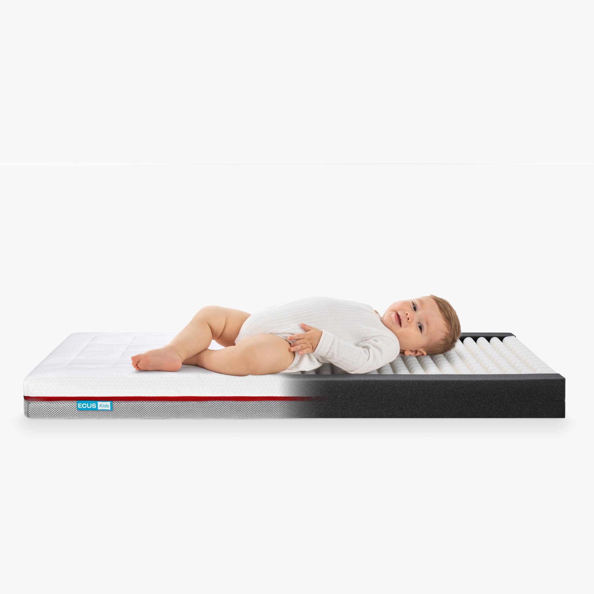 Colchón Ecus Kids Pigü Antiplagiocefalia transpirable (disponible en varias medidas) - Blanco Blanco-3