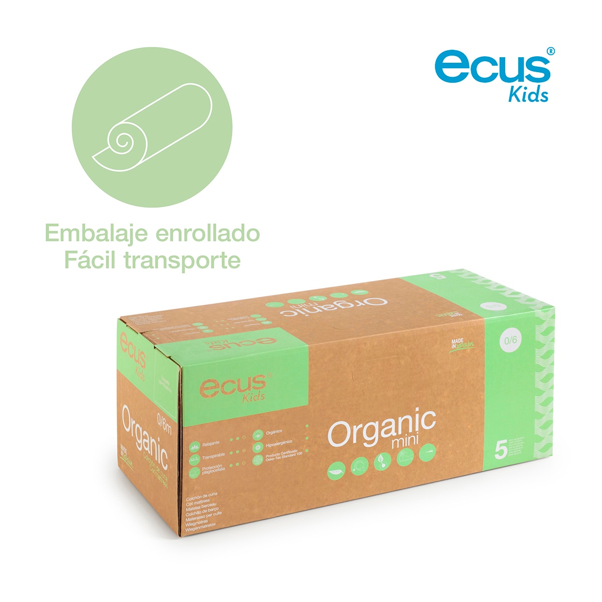 Colchón para Cuna Ecus Kids Organic Algodón Eco crema (disponible en varias medidas) Crema Crema-10