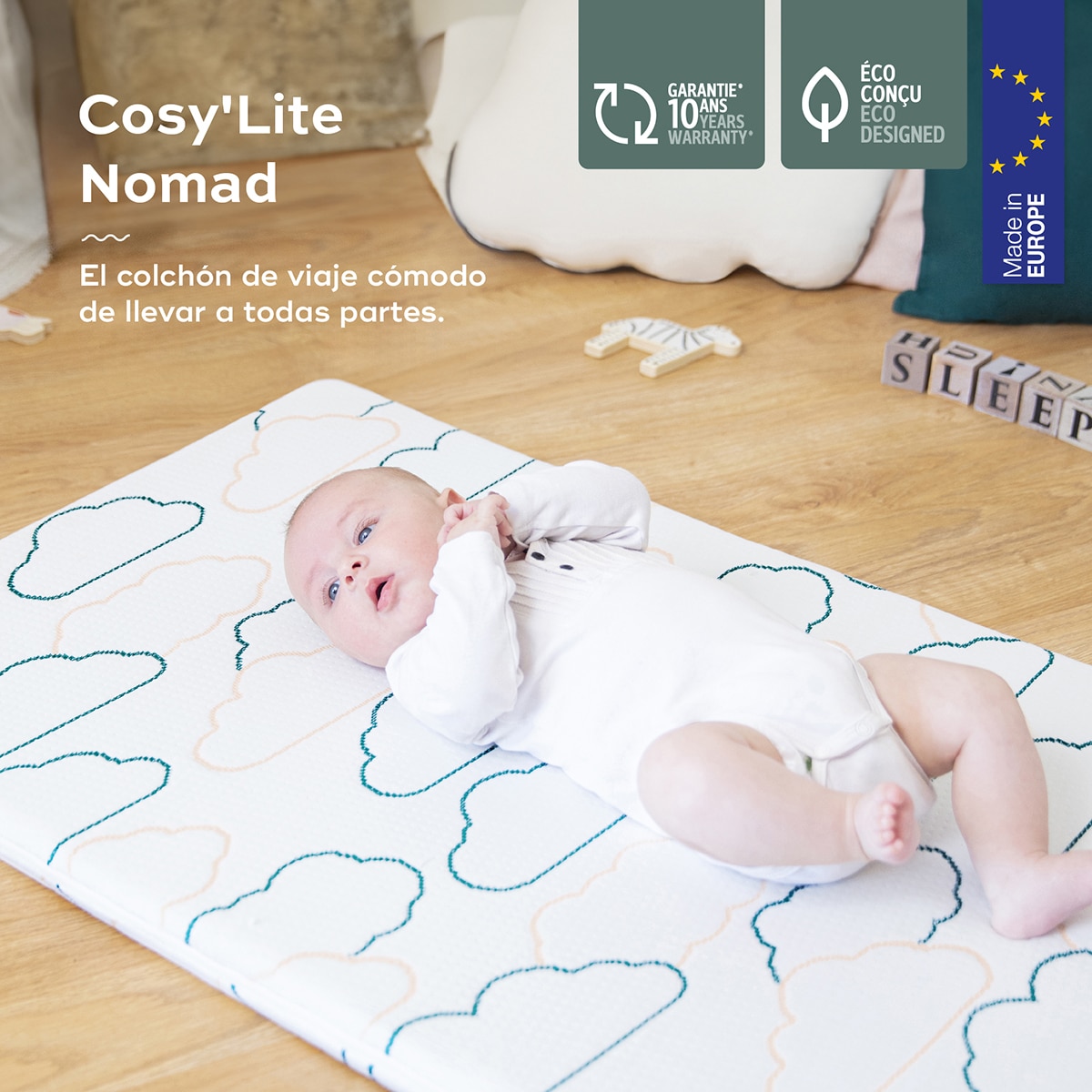 Colchão para Bebé de Viagem Cosy'Lite Nomad - 60x120 cm Branco-2