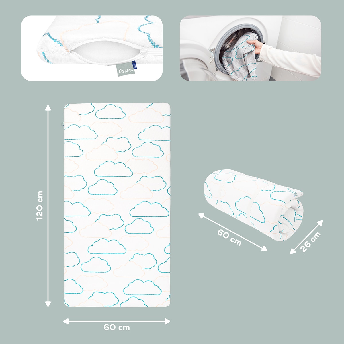 Colchão para Bebé de Viagem Cosy'Lite Nomad - 60x120 cm Branco-6