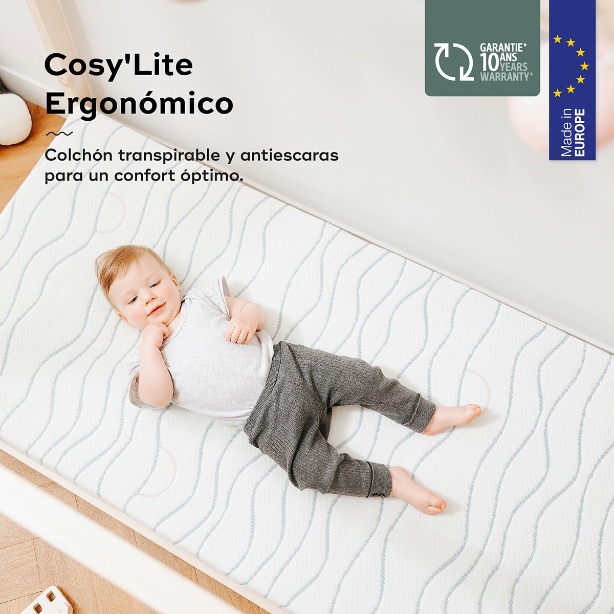 Colchão para Bebé Ergonómico Cosy'Lite - 70x140 cm Branco-2