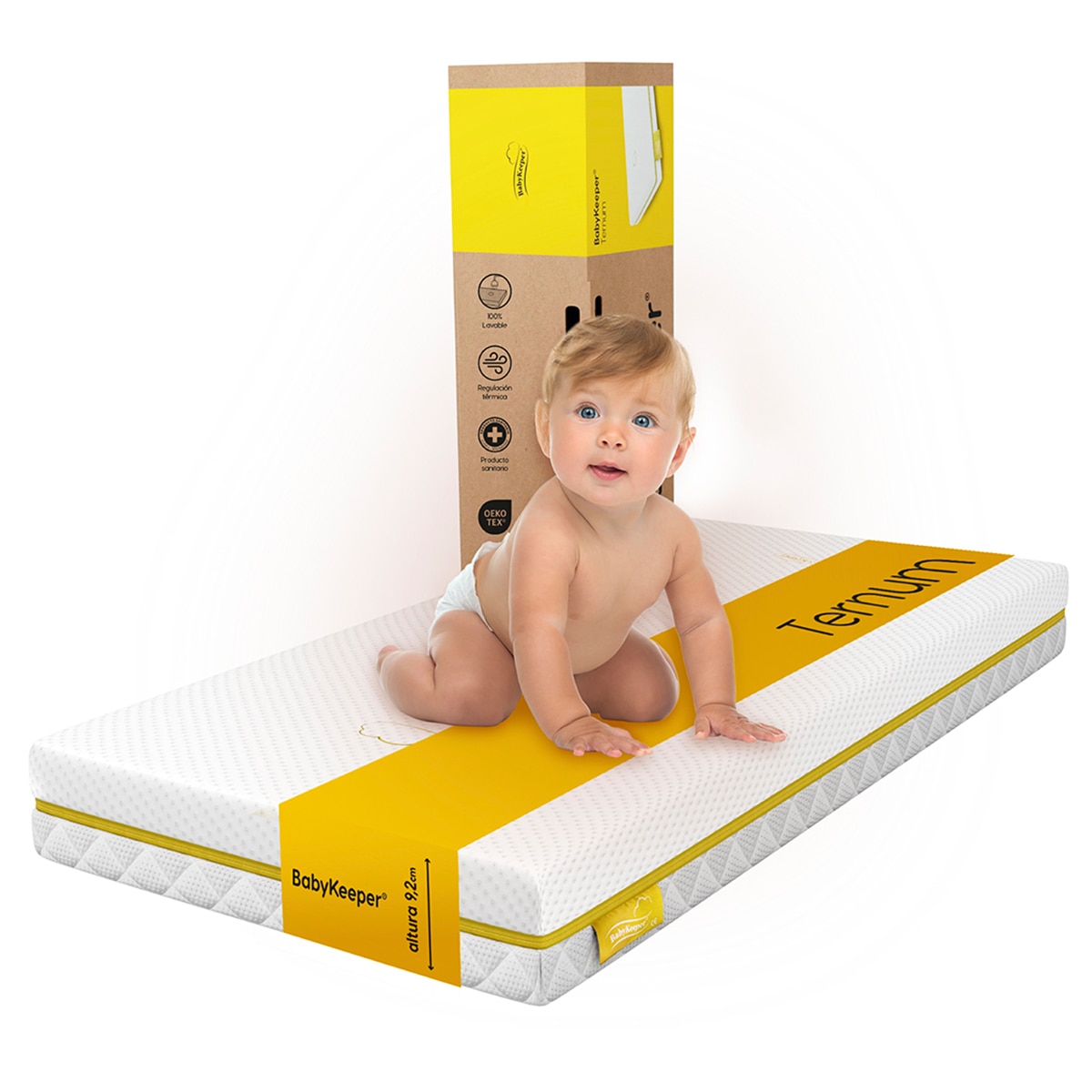 Colchão de Berço TERNUM - Colchão de Espuma ECA para Bebé com Tecido Respirável e Antibacteriano | Certificado Sanitário Branco-2