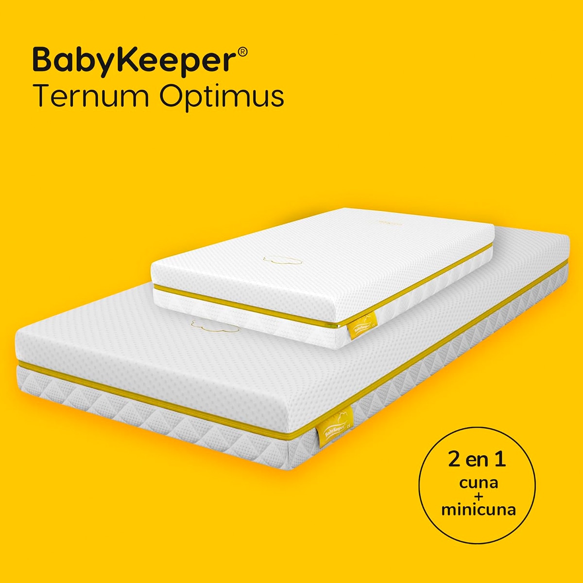 Colchón de cuna y minicuna 2 en 1 Babykeeper Ternum Blanco Blanco-2