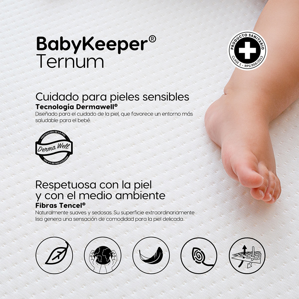Colchón de cuna y minicuna 2 en 1 Babykeeper Ternum Blanco Blanco-5