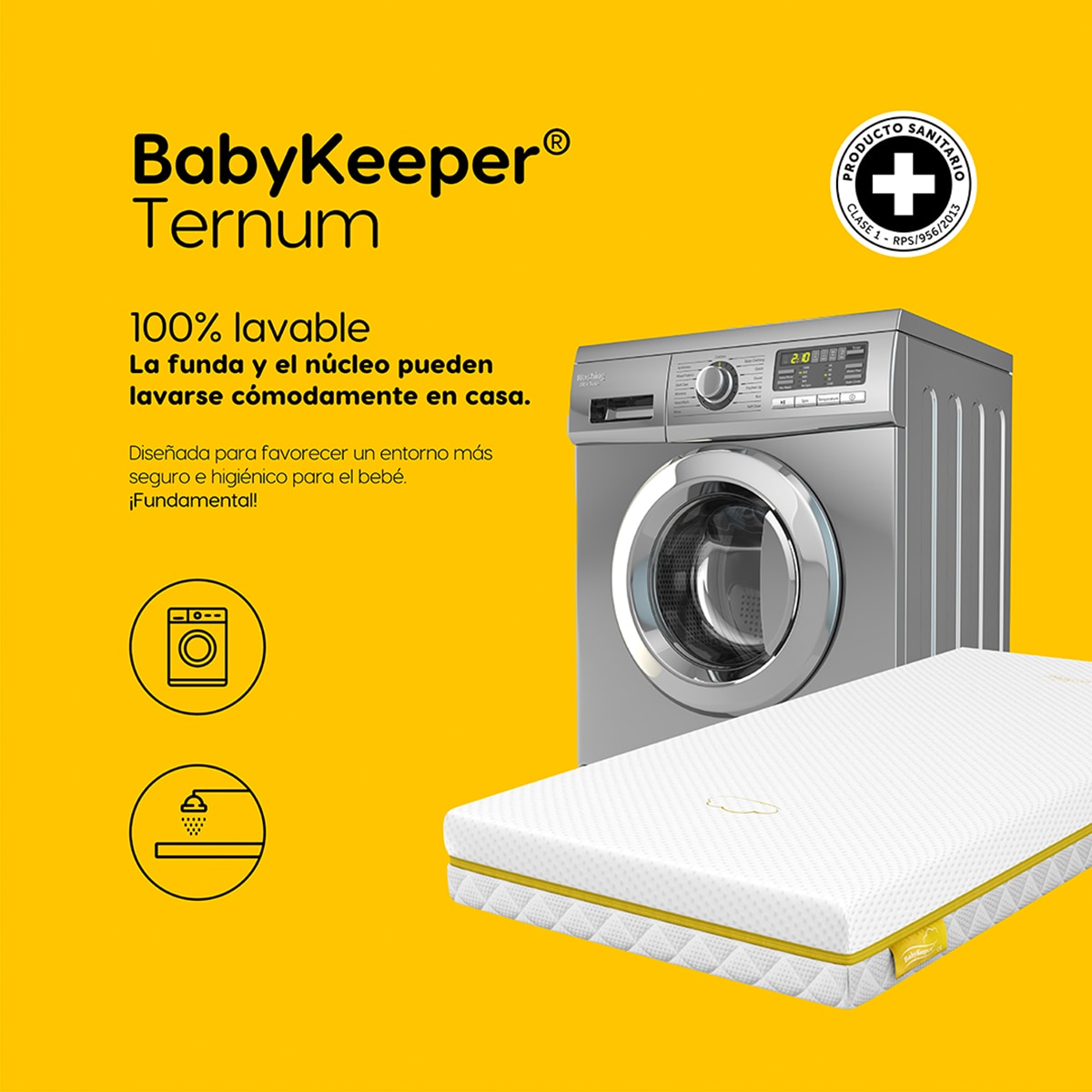 Colchón de cuna y minicuna 2 en 1 Babykeeper Ternum Blanco Blanco-6