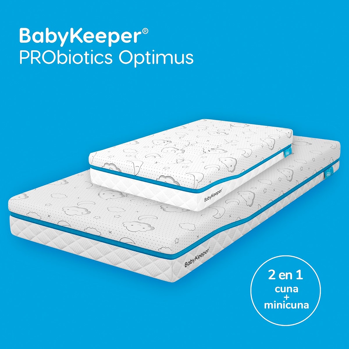 Colchão de Berço e Mini Berço 2 em 1 Probiotics Branco-2