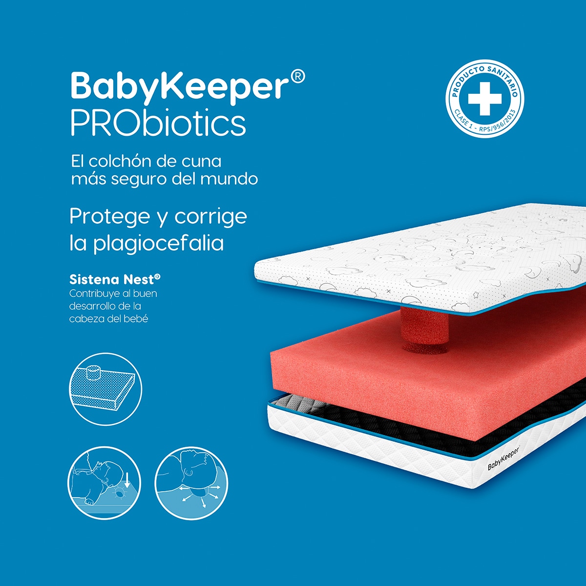 Colchão de Berço e Mini Berço 2 em 1 Probiotics Branco-3