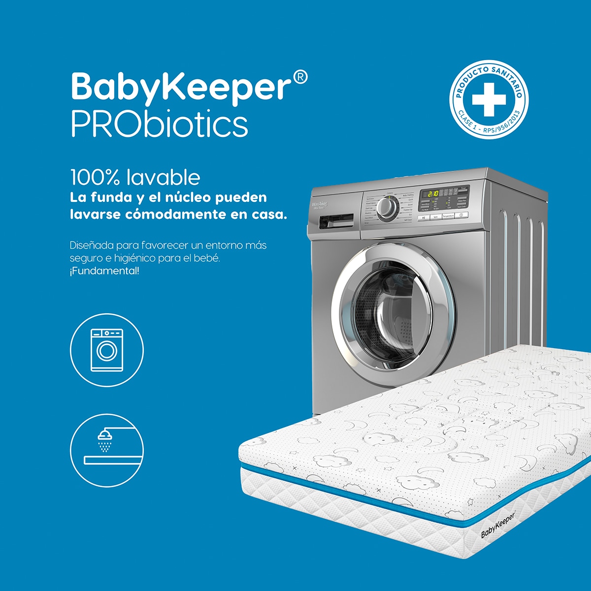 Colchão de Berço e Mini Berço 2 em 1 Probiotics Branco-8