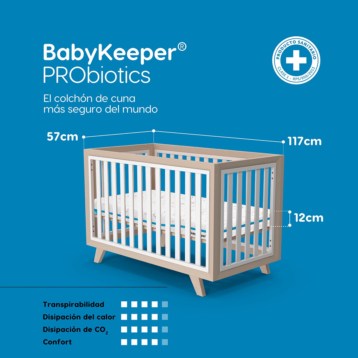 Colchão de Berço e Mini Berço 2 em 1 Probiotics Branco-10