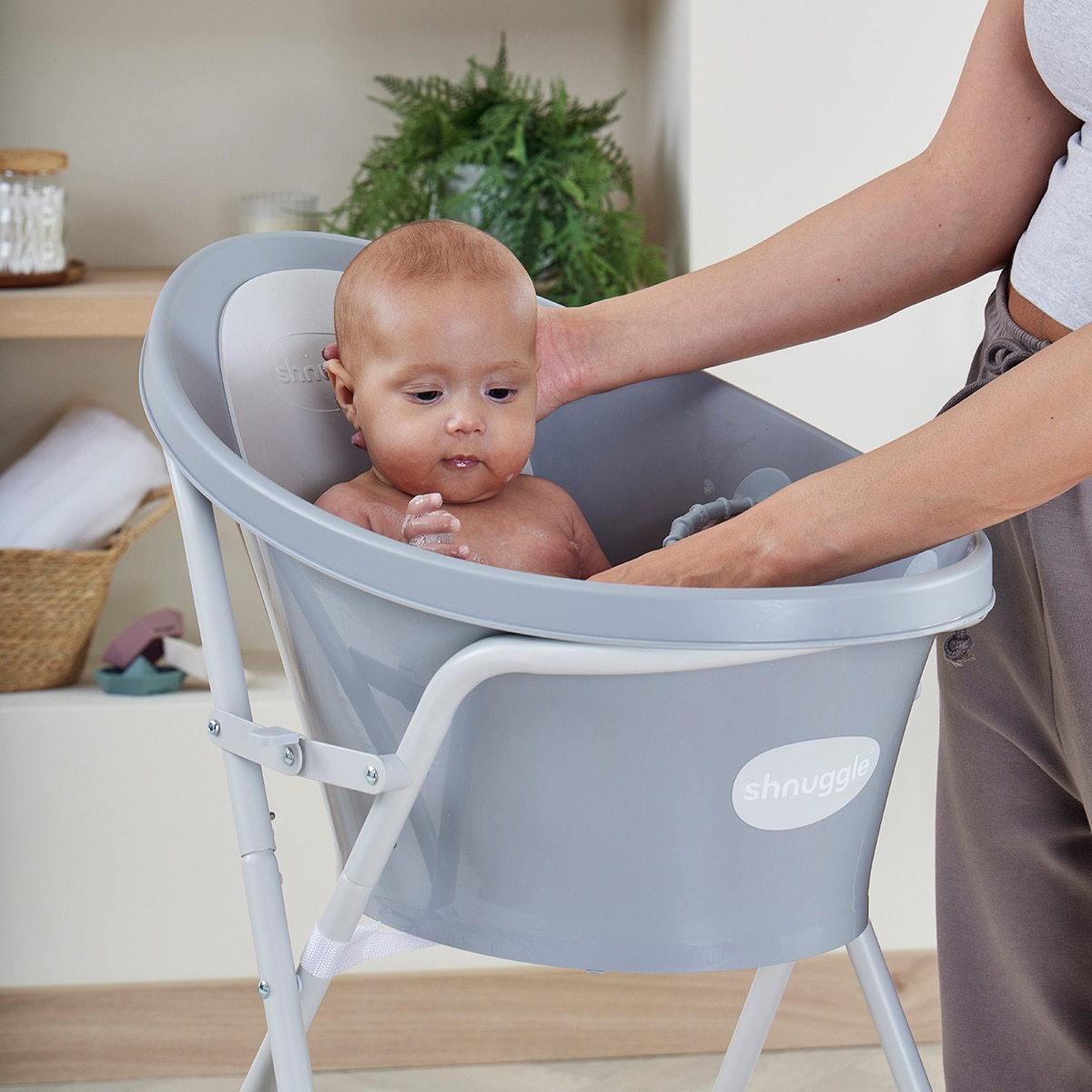 Bañera bebé ergonómica SHNUGGLE - Lila Gris Natural-3