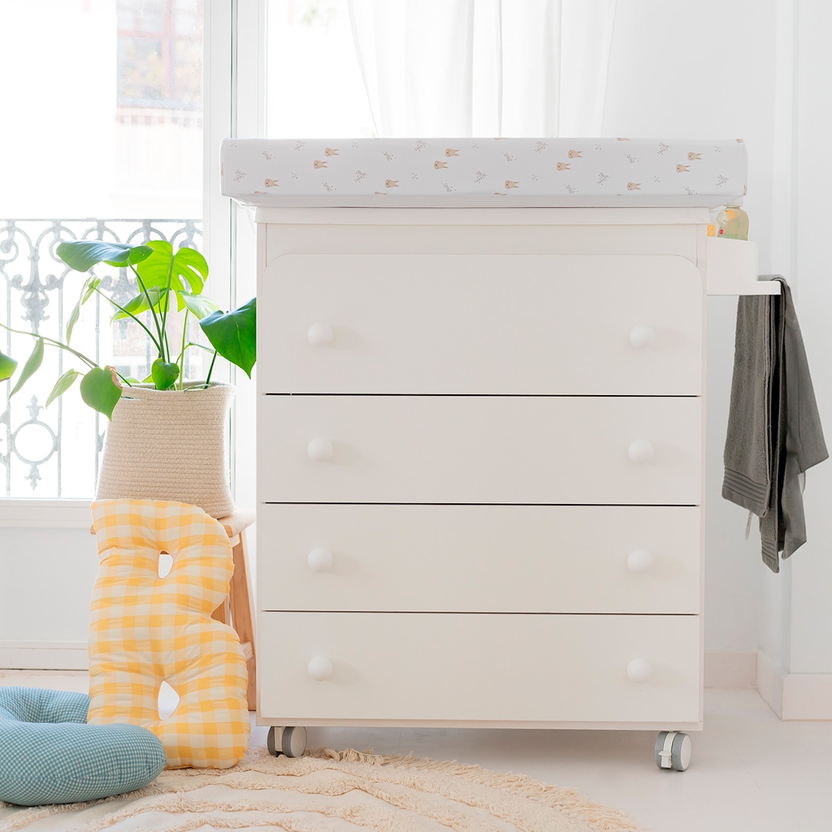 Cómoda com Banheira e Muda-fraldas (4 Gavetas) Urban Branco-2