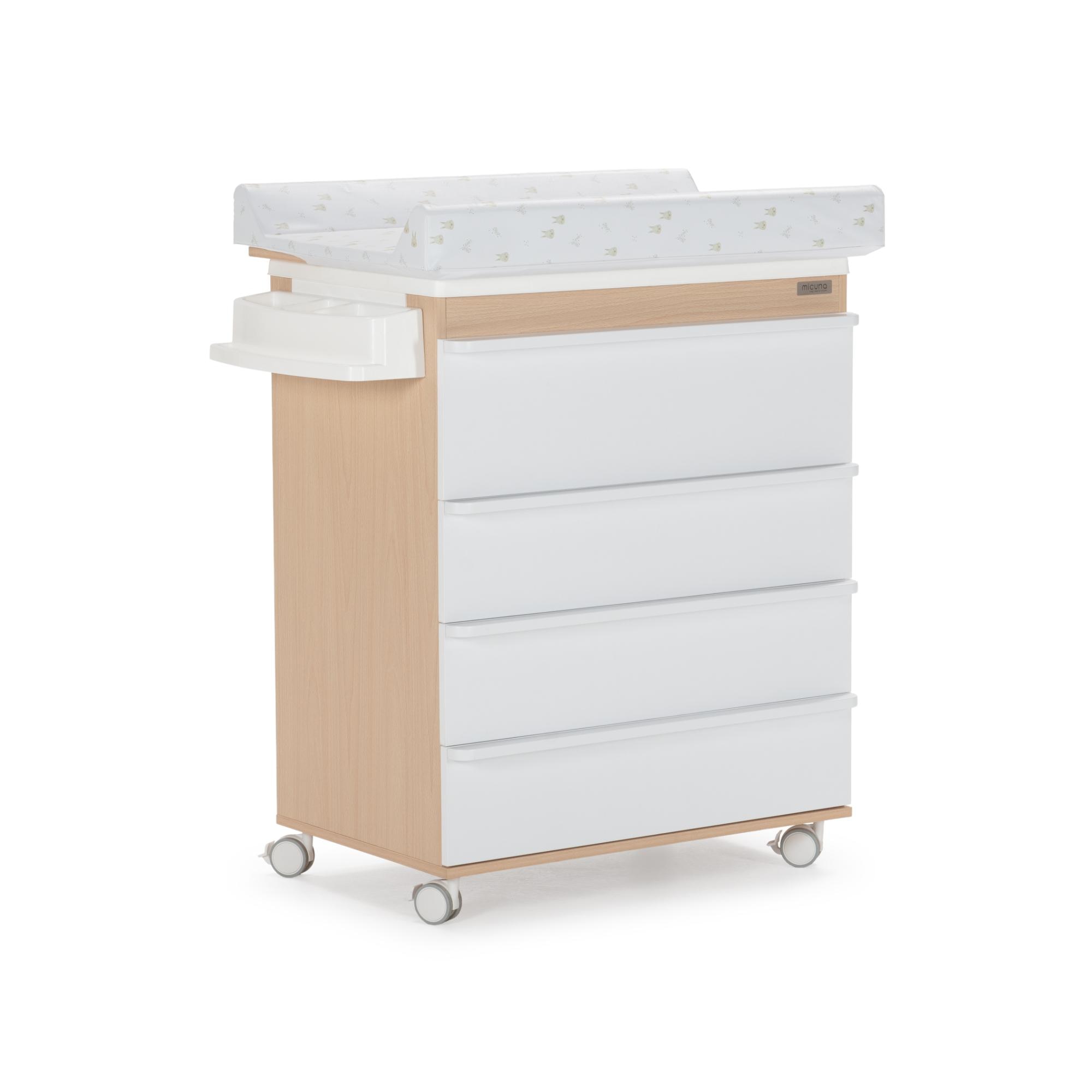 Cómoda con bañera y cambiador bebé (4 cajones) Micuna Amaia - Blanco Blanco-2