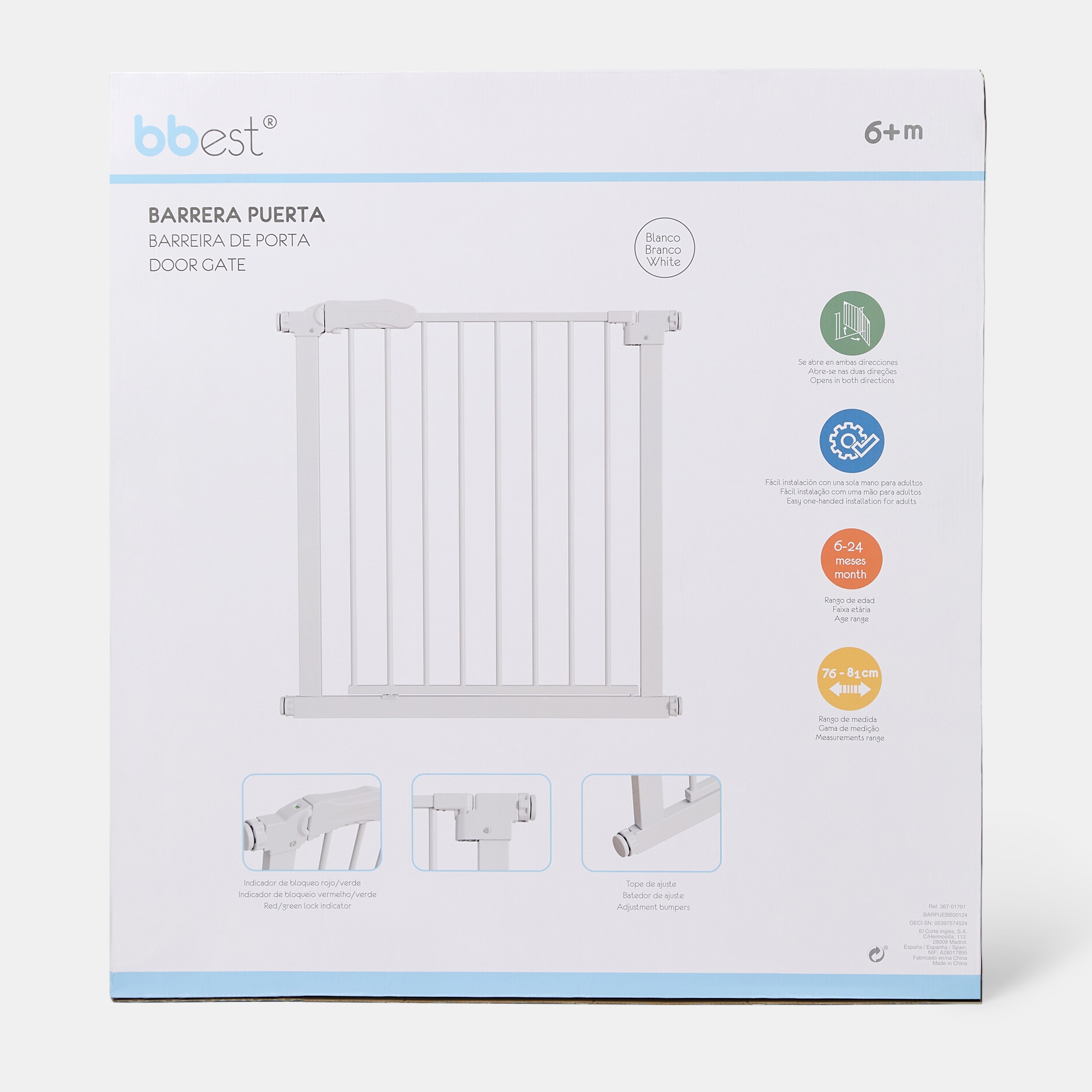 Barreira Metálica para Portas de 76-81 cm Branco-5