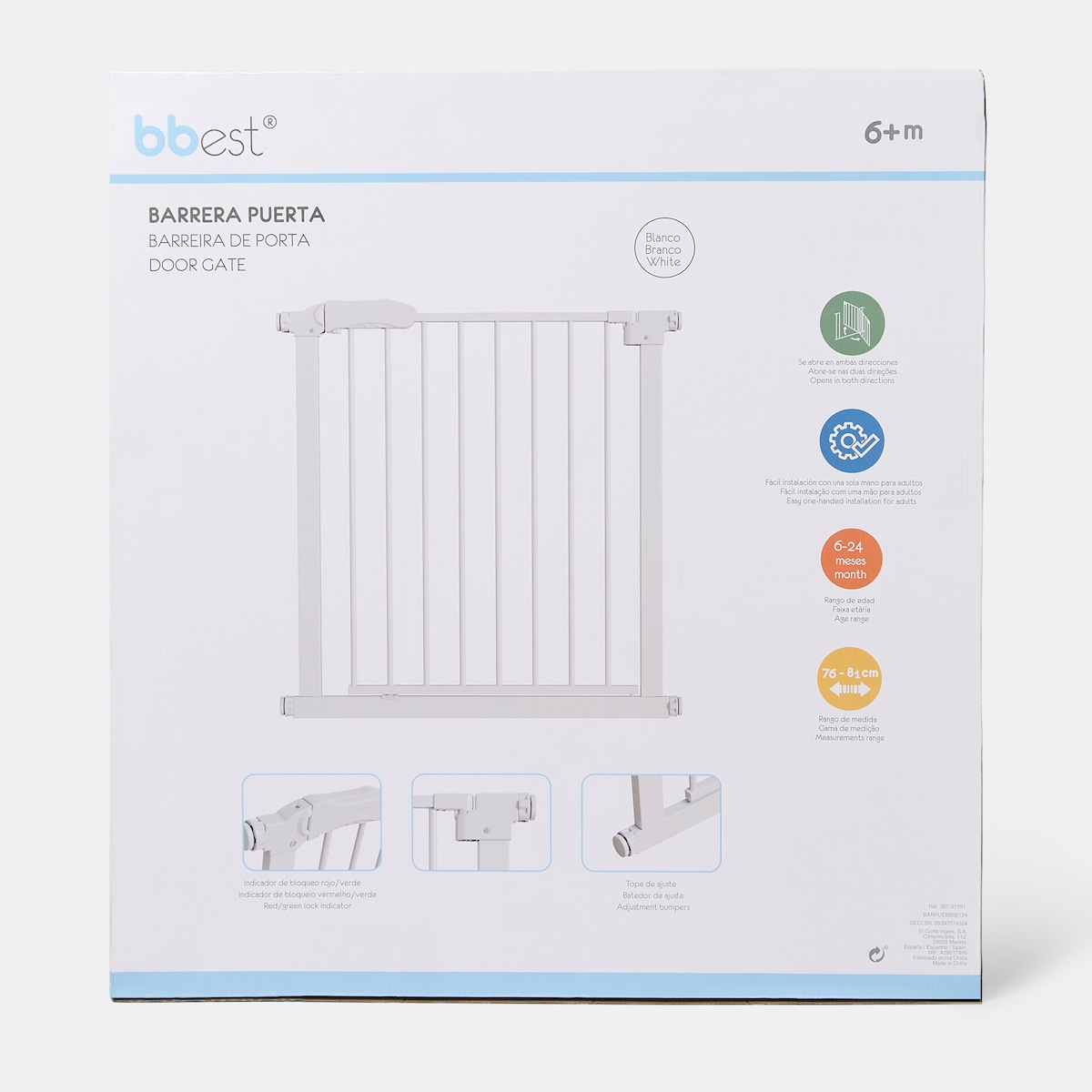 Barreira Metálica para Portas de 76-81 cm Branco-5